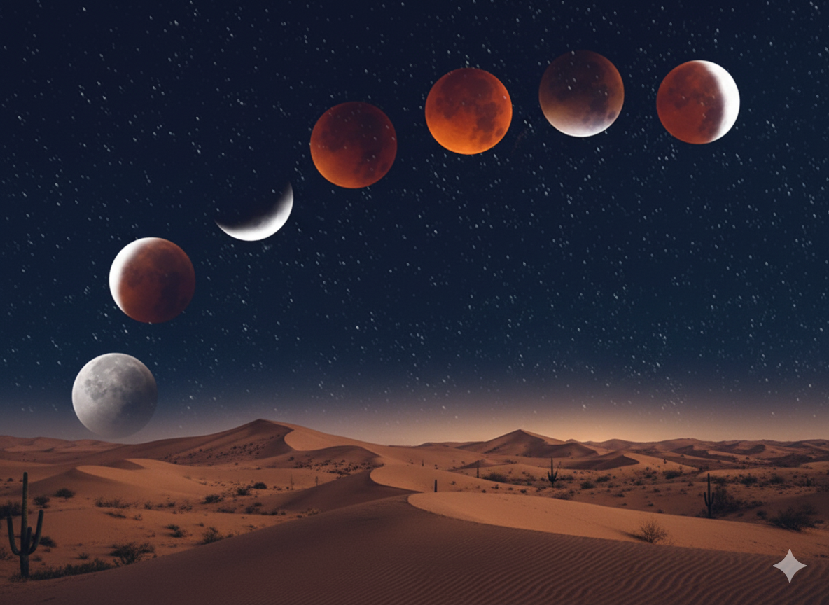 Earth's shadow on the surface of the moon during an eclipse